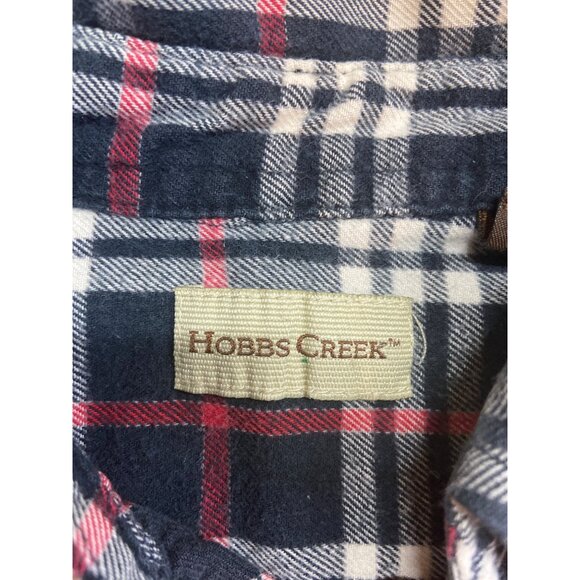 Vintage Hobbs Creek Men Shirt Large Long Plaid Button-Up Navy Red White Gorpcore - Picture 4 of 11
